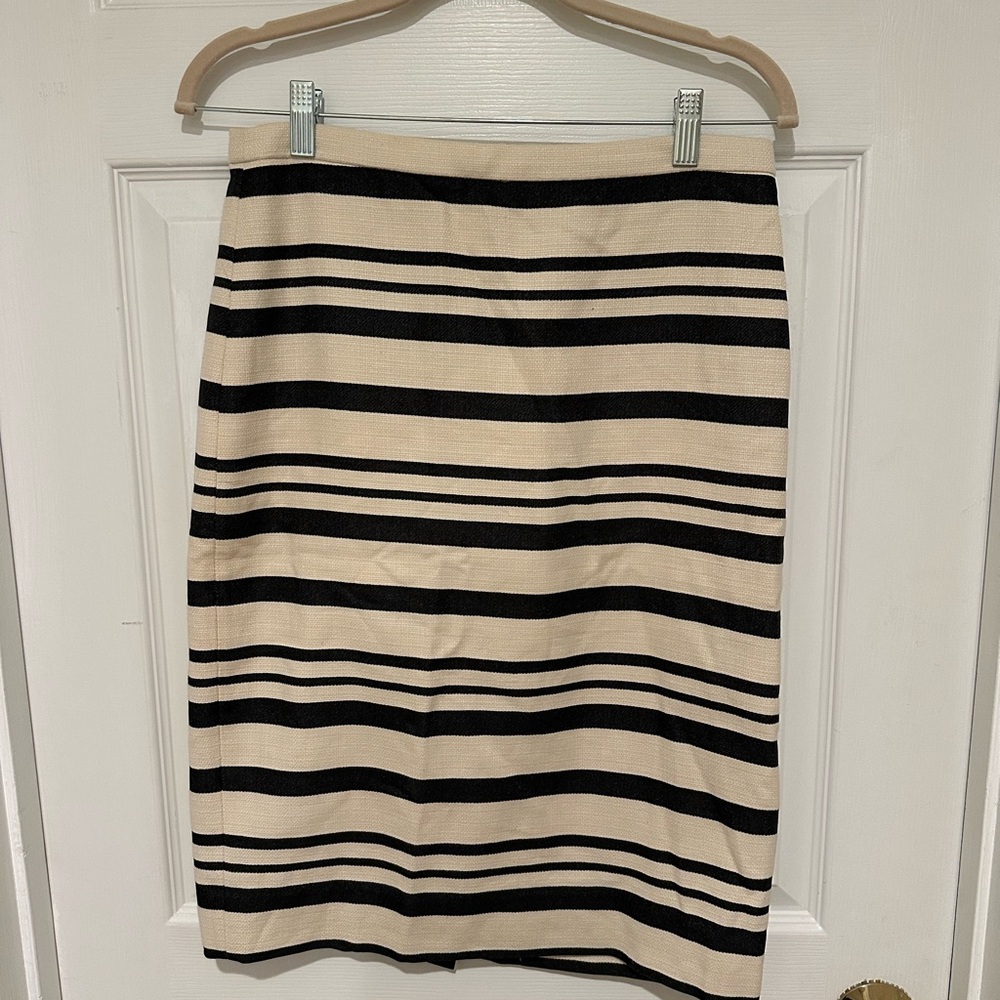 JCrew Striped Black and Cream Women's Skirt